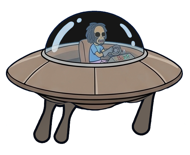 Naes flying through space in his ship